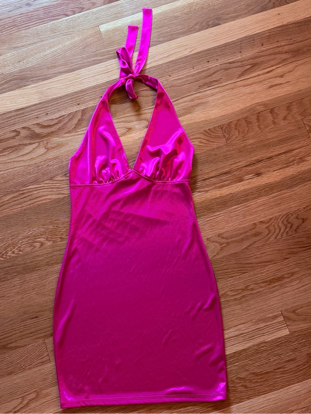 Halter Mini Slip Dress in Hot Pink NWOT medium